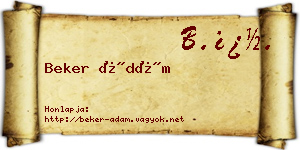 Beker Ádám névjegykártya